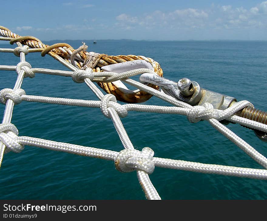 Rope detail on boat trip in Brasil near Salvador da Bahia