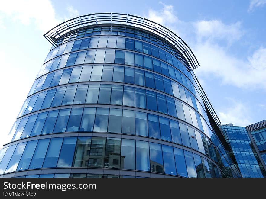 Vivid blue and turquoise office building. Vivid blue and turquoise office building.