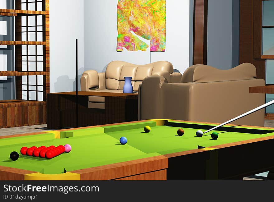 Illustration of the Snooker room