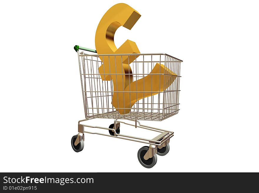 A 3d Rendered Image of a shopping Trolley. A 3d Rendered Image of a shopping Trolley