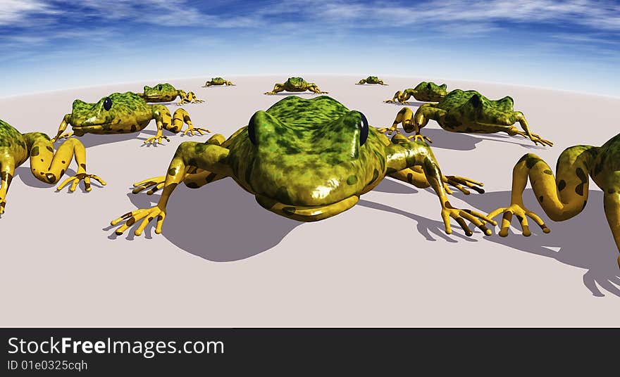 Illustration of ecological abstract with frogs