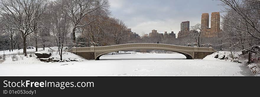 Central Park panoramic in winter after snow storm. Central Park panoramic in winter after snow storm