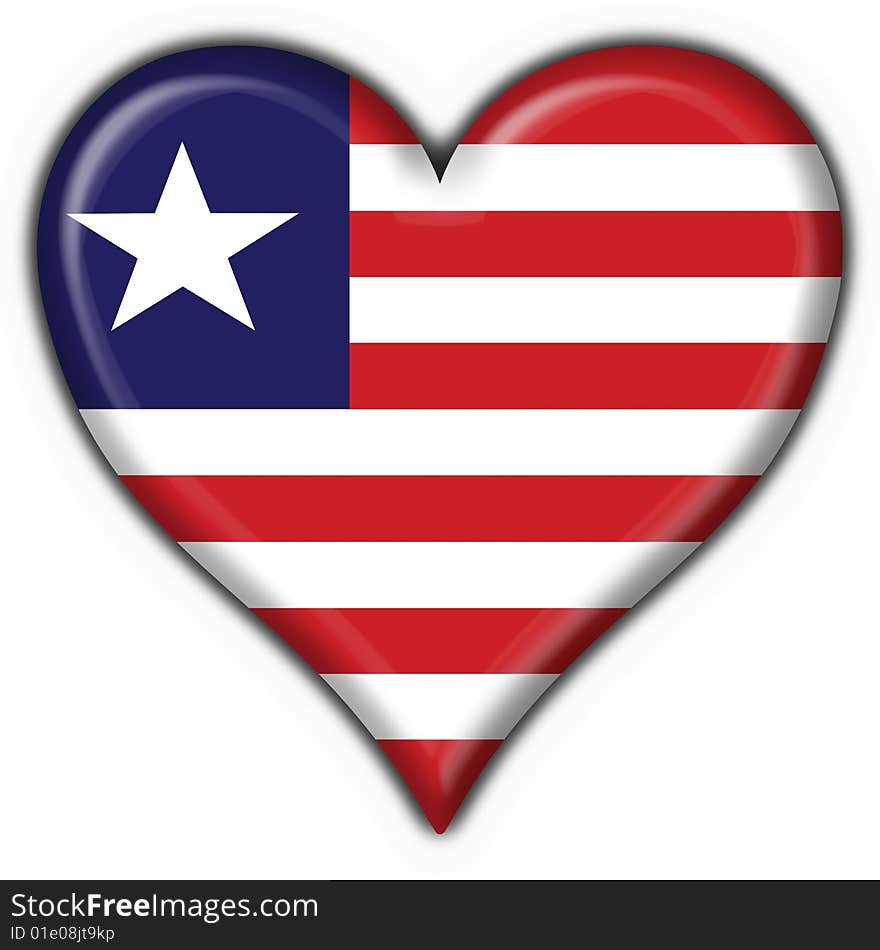 Liberia Button Flag Heart Shape