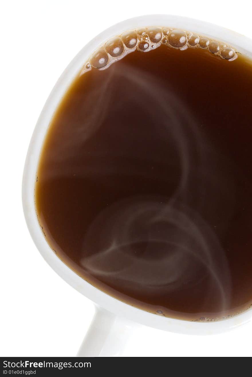 Close-up cup of coffee with vapor