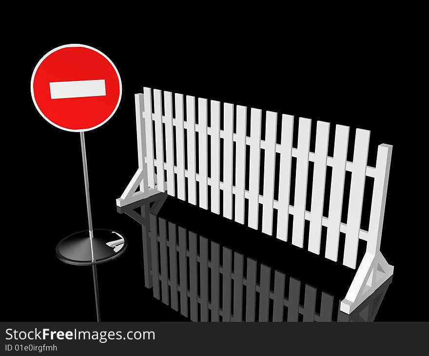 Traffic fence with sign stop