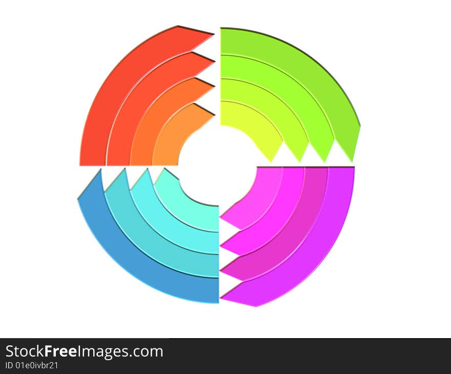 Colorful cycle diagram concentric shiny on white. Colorful cycle diagram concentric shiny on white