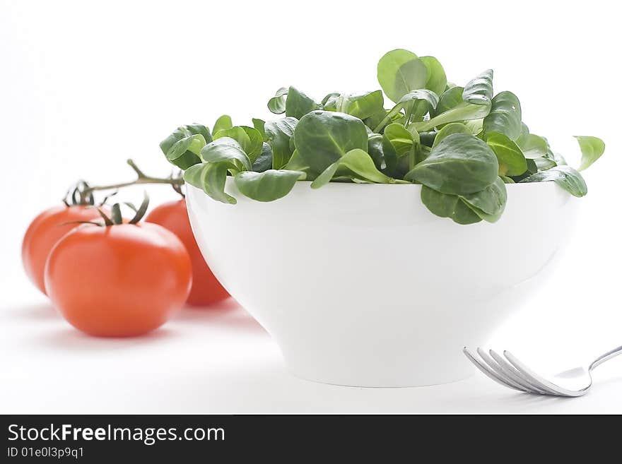 Fresh natural salad bowl tomato lettuce onion