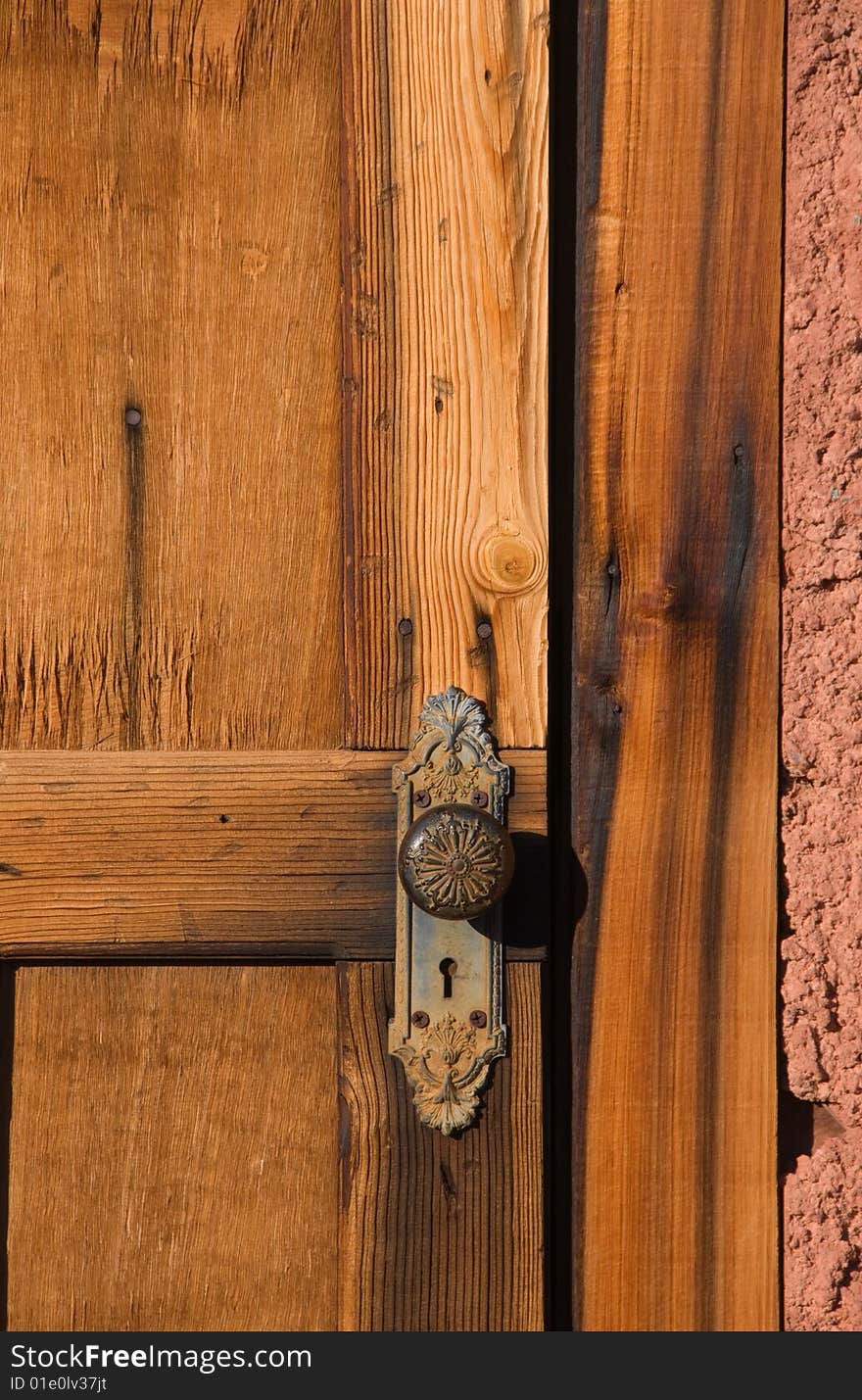 Close up of old wood door