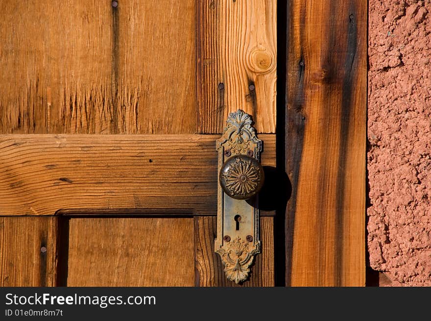 Close up of old wood door