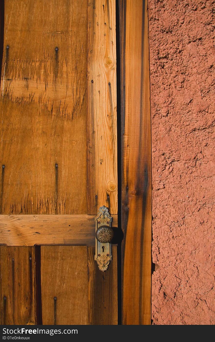 Close up of old wood door