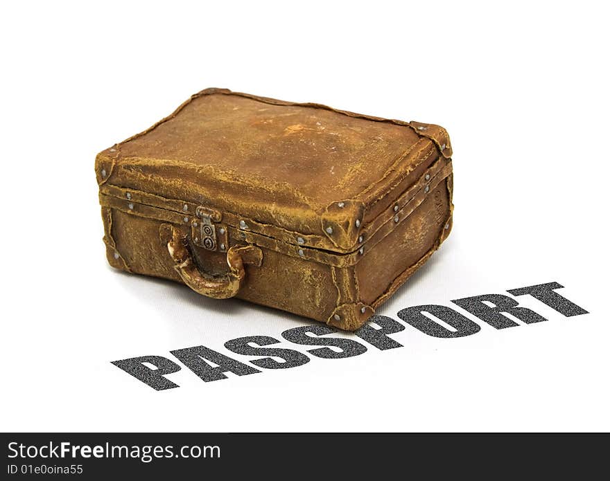 Old suitcase against an isolated background. Old suitcase against an isolated background