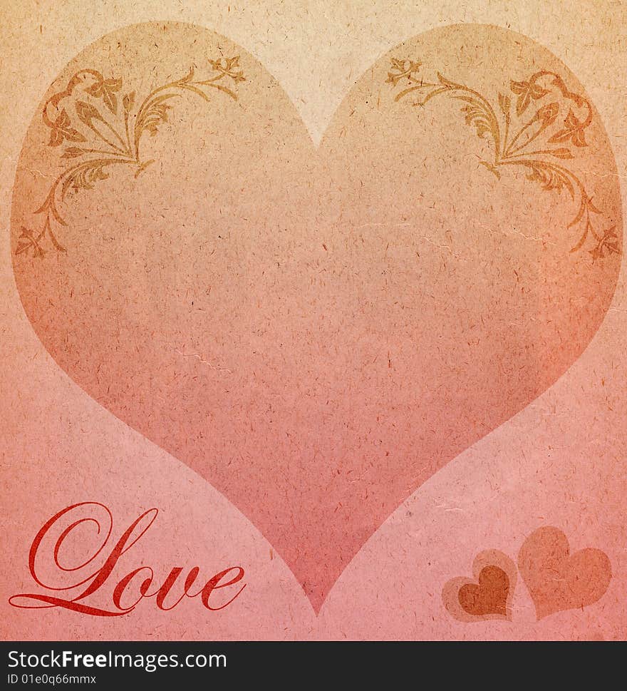 Heart Love Valentine Background with OldPaper Texture. Heart Love Valentine Background with OldPaper Texture