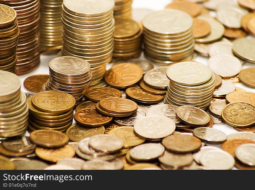 Coins close up excellent background for economic themes. Russian coins are used. Coins close up excellent background for economic themes. Russian coins are used.