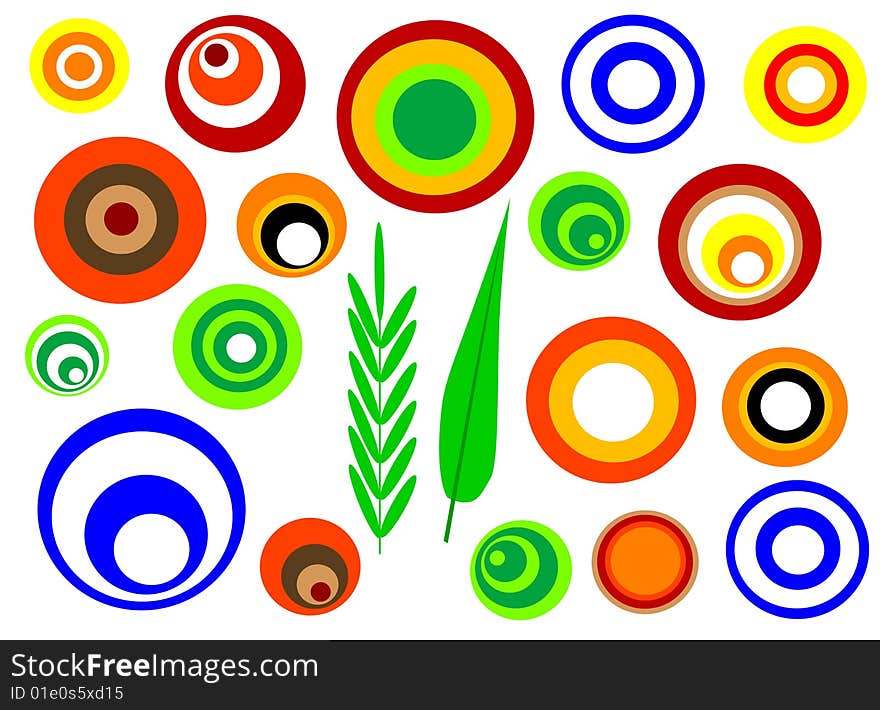 Stock photo: an image of different circles and plants. Stock photo: an image of different circles and plants