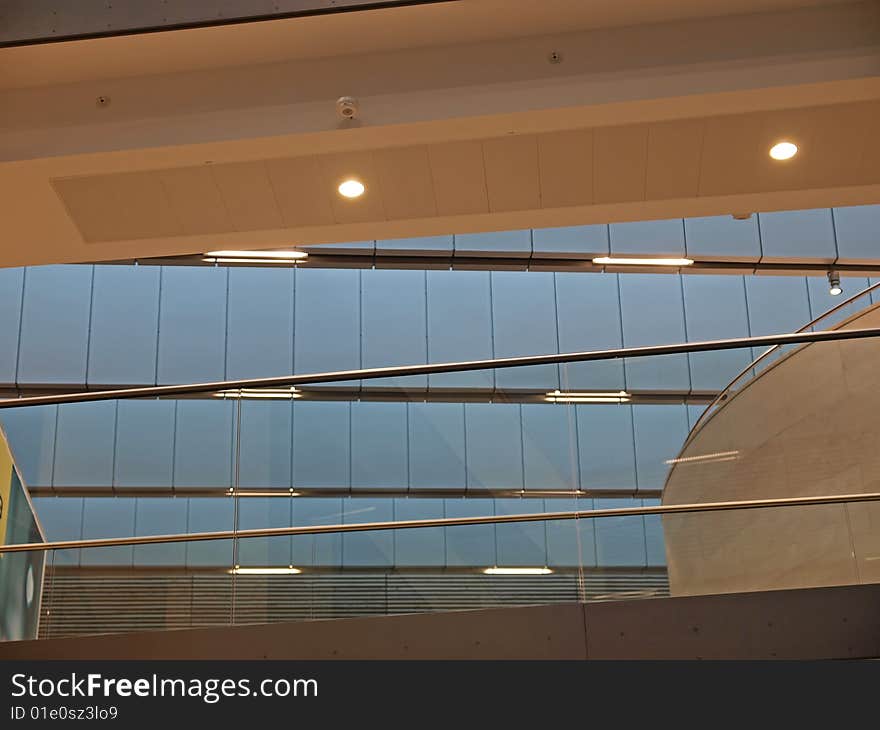 Geometric abstract ceiling of modern IT business corporate office building