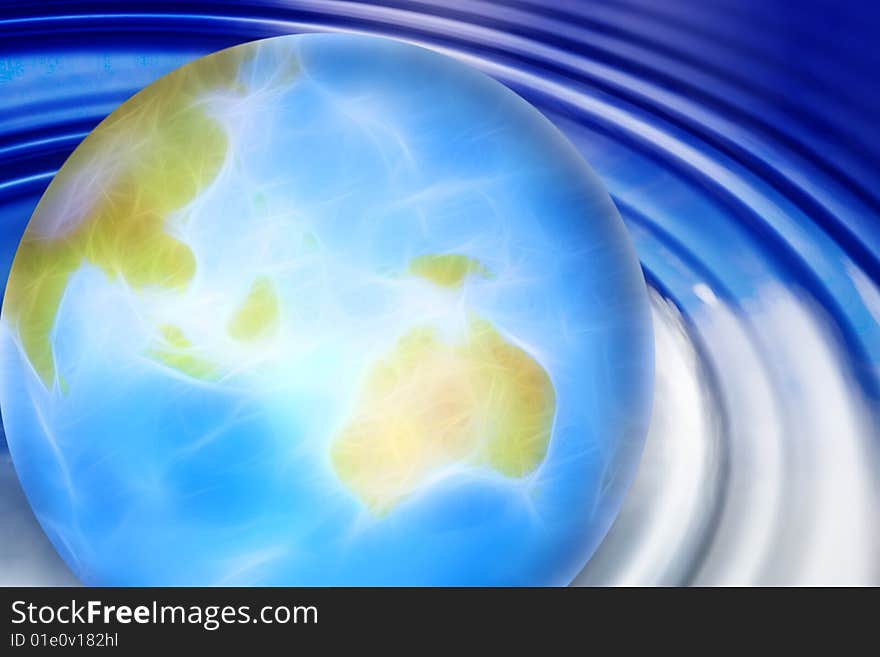 Abstract scene with globe on the background. Abstract scene with globe on the background