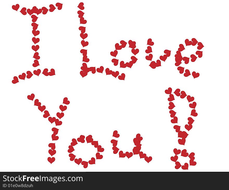 Text I Love You! write by small hearts. Text I Love You! write by small hearts