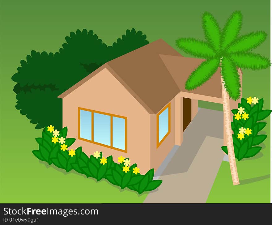 A simple house with trees