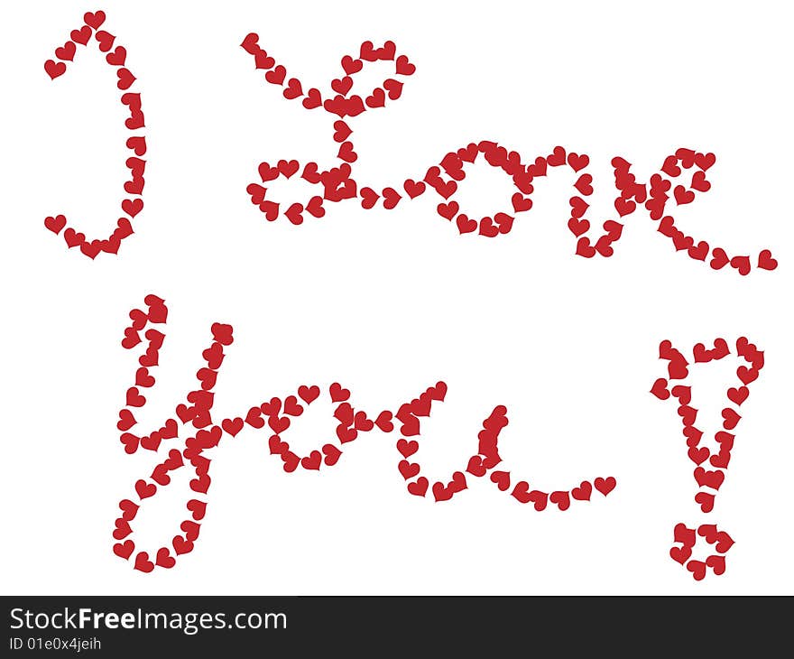 Text I Love You! write by small hearts. Text I Love You! write by small hearts