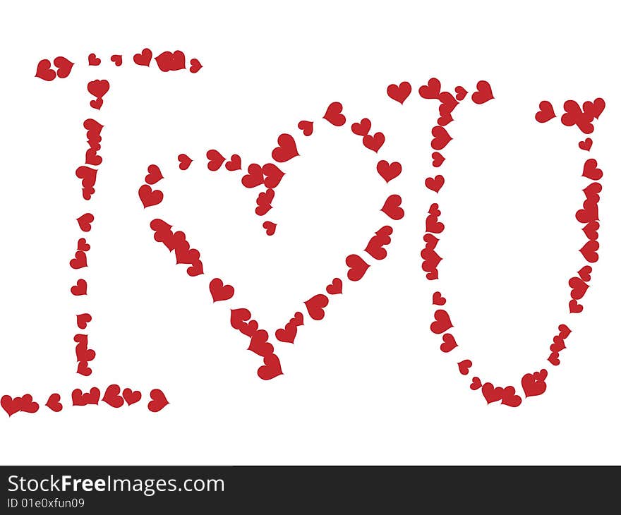 Text I Love You! write by small hearts. Text I Love You! write by small hearts