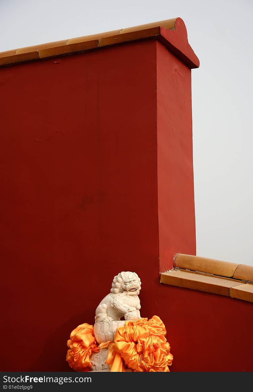 Red wall of Badachu Temple ,Beijing ,China