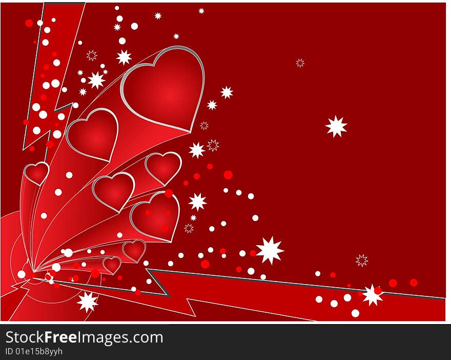 Valentines Day background with Hearts, floral and wave pattern, element for design, vector illustration