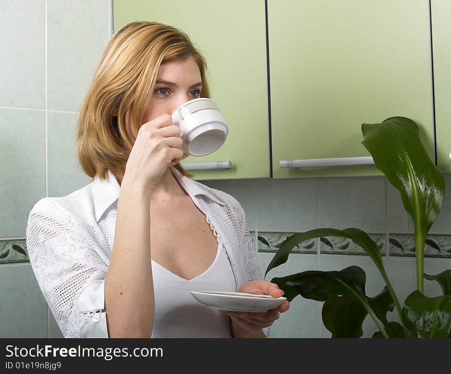 Girl drinking coffee