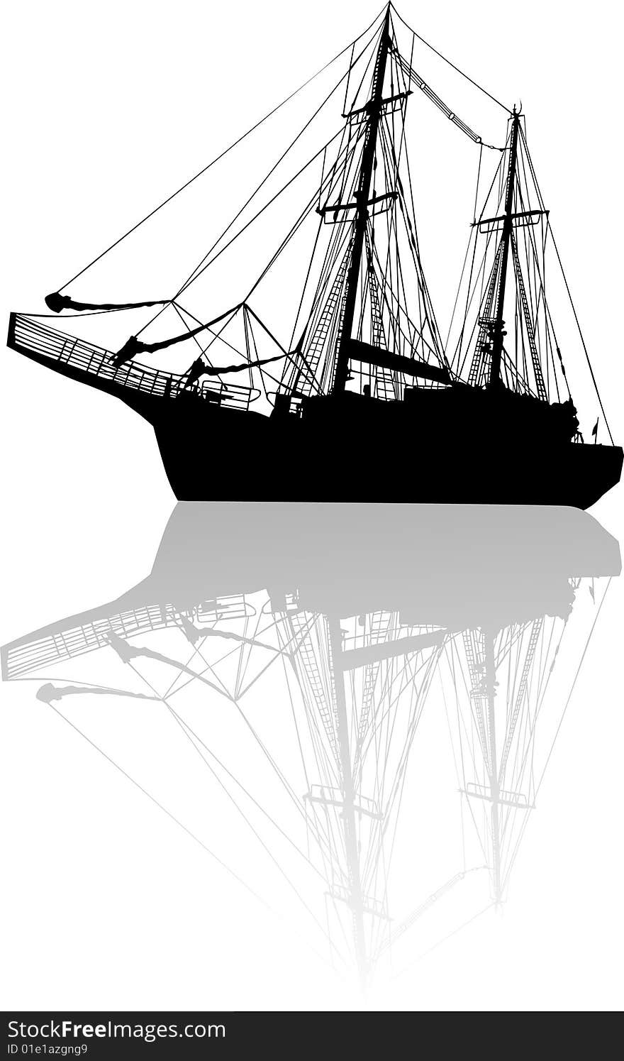 Ship silhouette with reflection