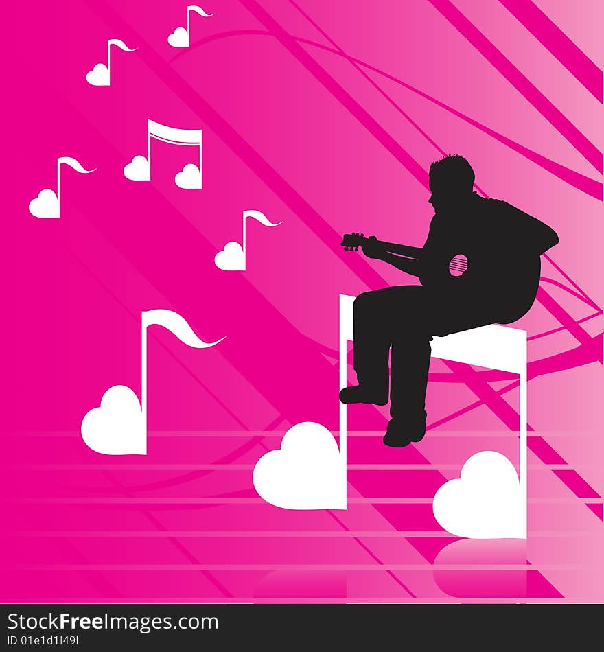 Vector illustration with guitar player. Vector illustration with guitar player