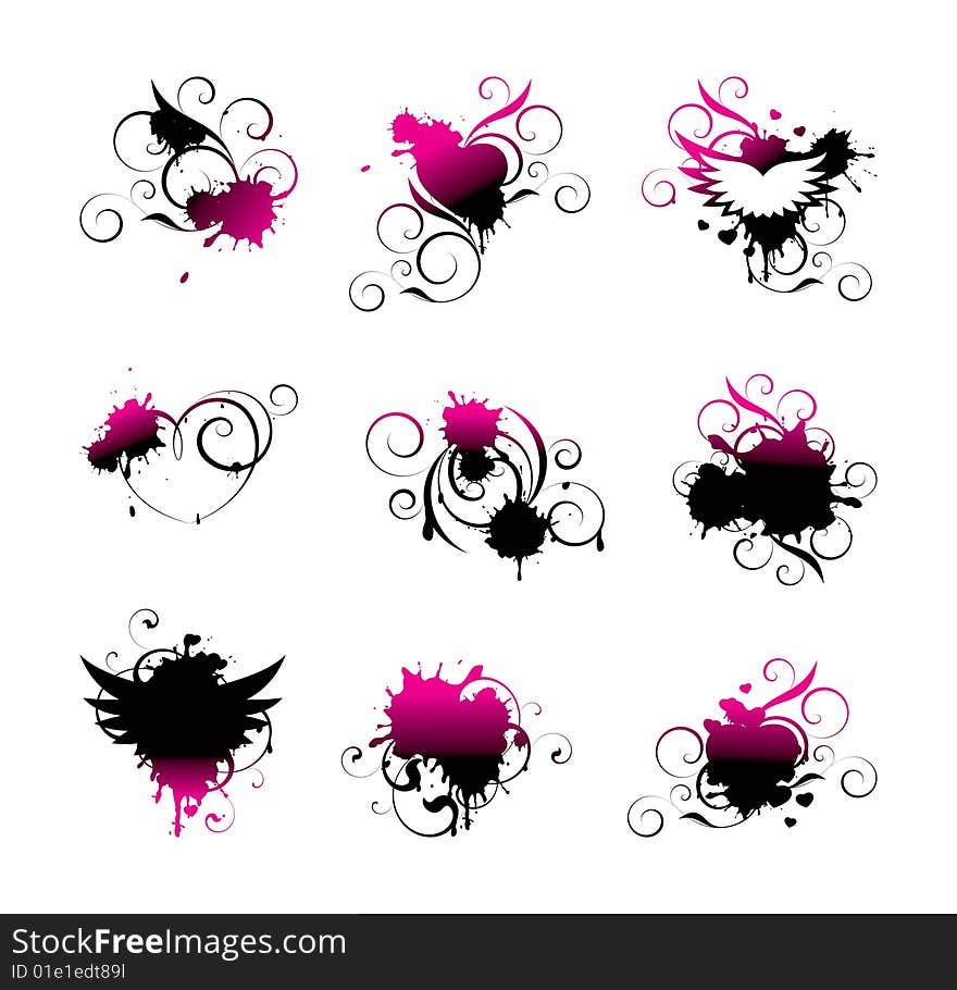 Abstracts with decorative elements on a white background. Abstracts with decorative elements on a white background