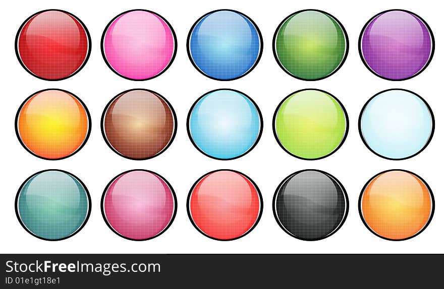 Color glassy buttons using to your web icons. Color glassy buttons using to your web icons