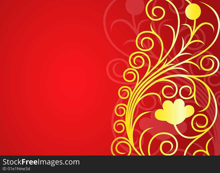 Golden Floral design abstract background. Golden Floral design abstract background