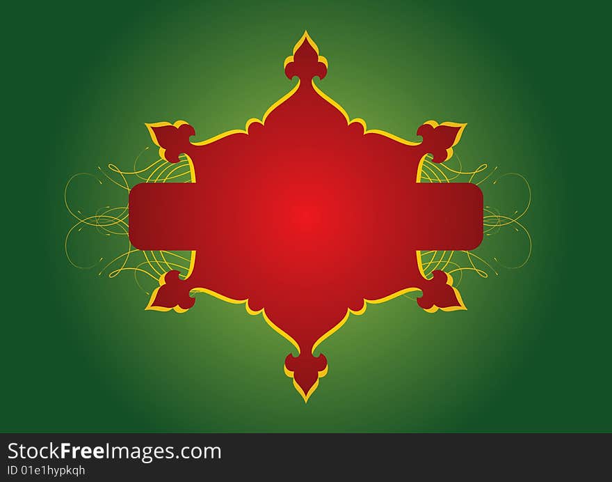 Ornamental frame in green background. Ornamental frame in green background