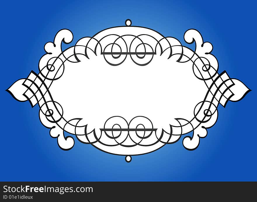 Ornamental frame in blue background