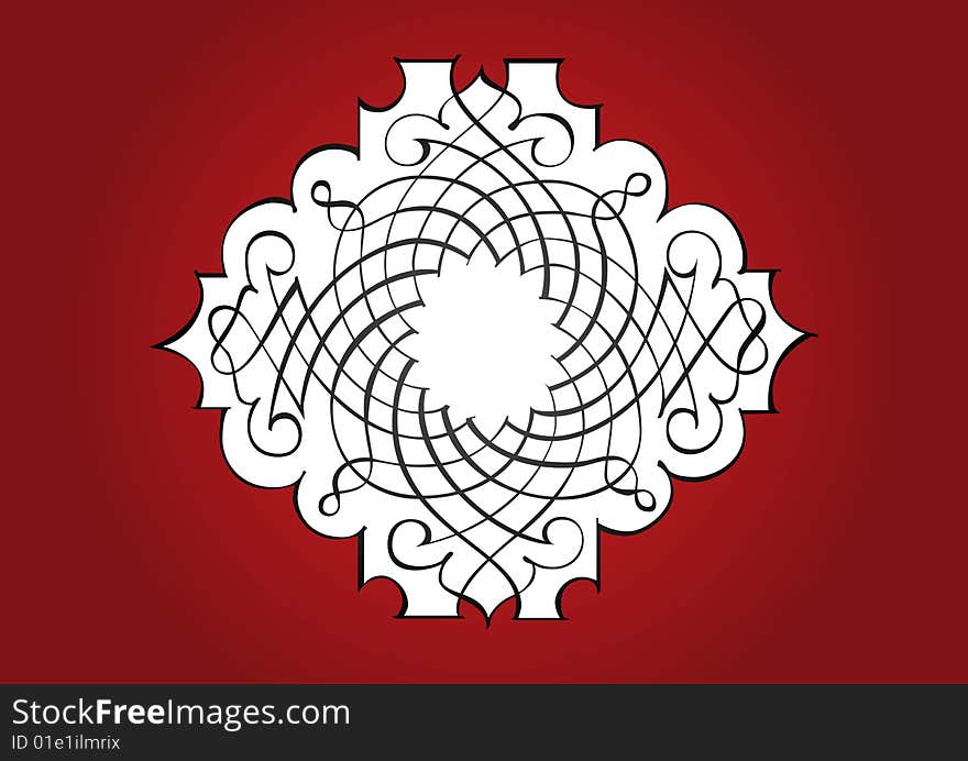 Ornamental frame in red background. Ornamental frame in red background