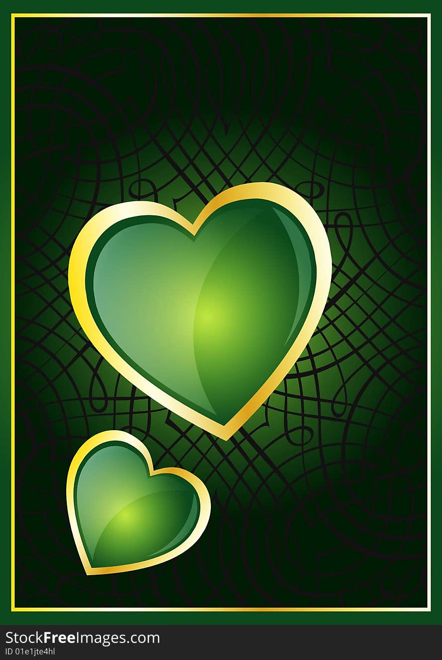 Green royal hearts