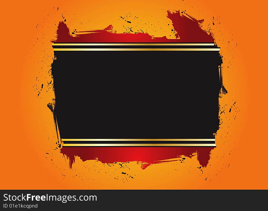 Grungy royal golden unclean frame in gradient background. Grungy royal golden unclean frame in gradient background