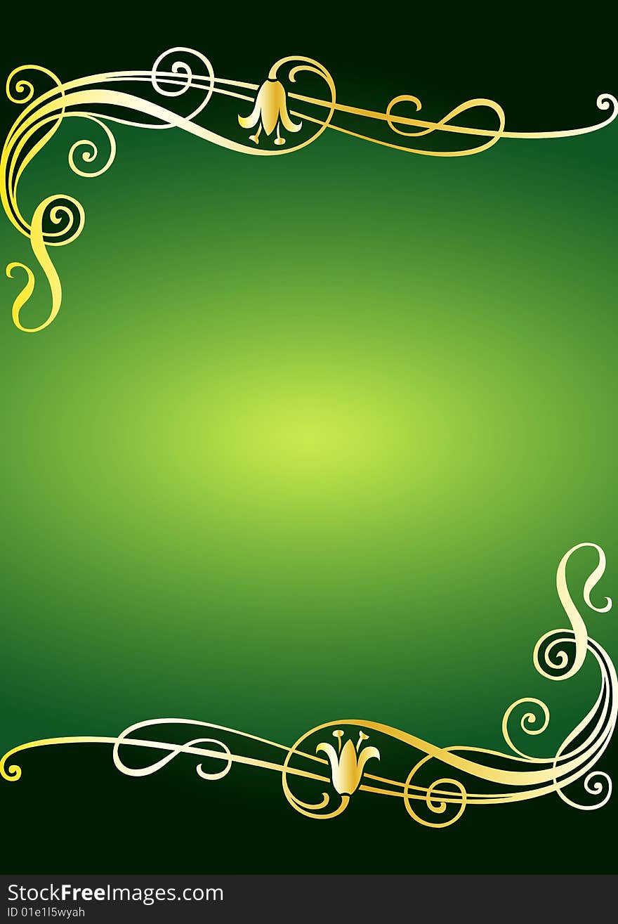 Floral frame border in greenish gradient. Floral frame border in greenish gradient