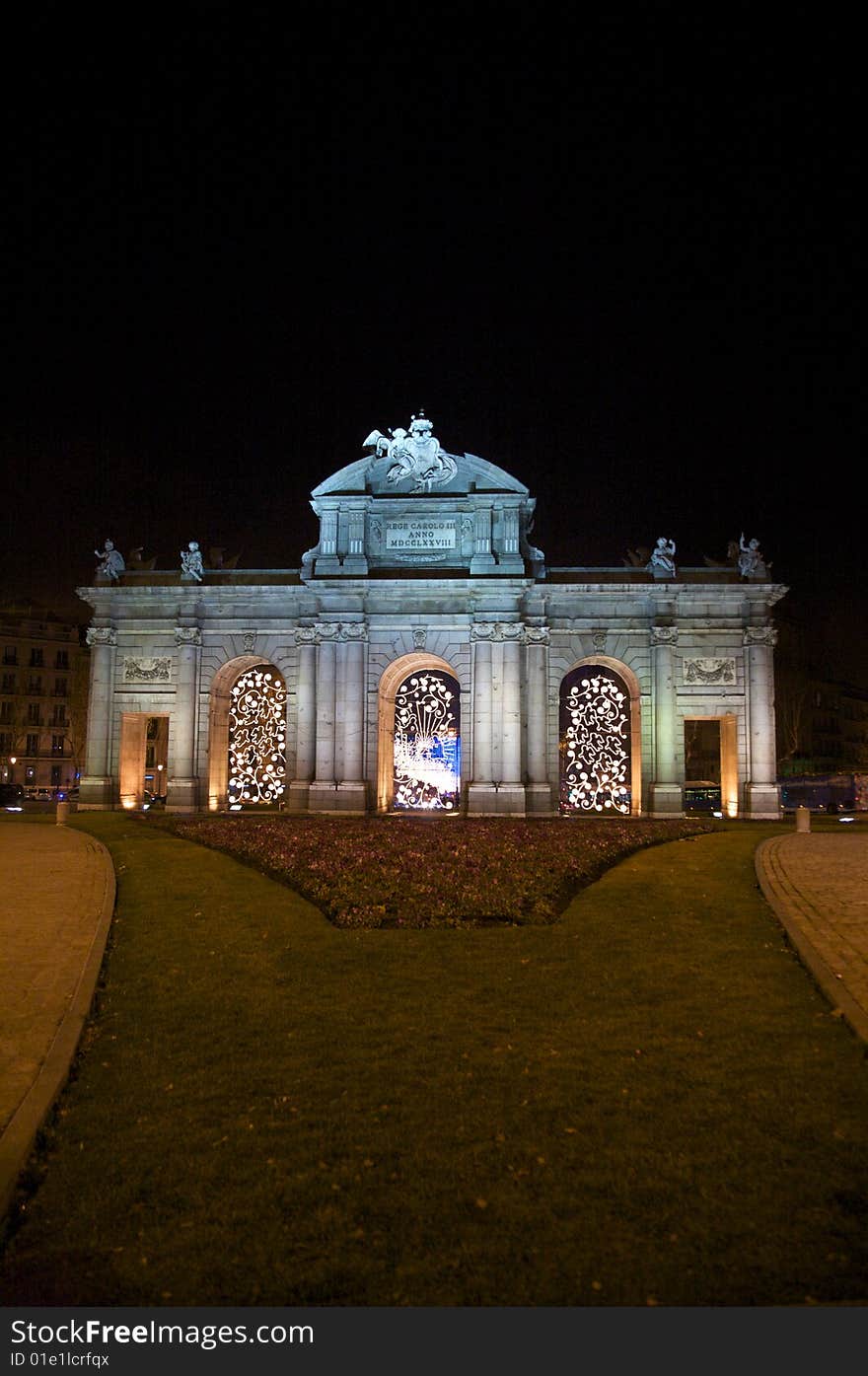 Alcala door at night