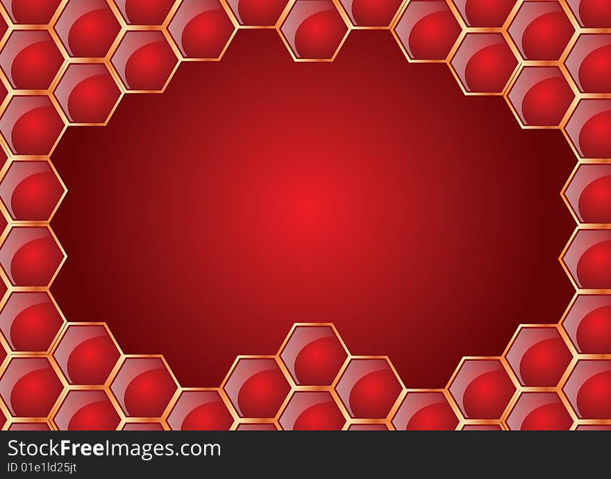 Royal red honeycomb frame illustration