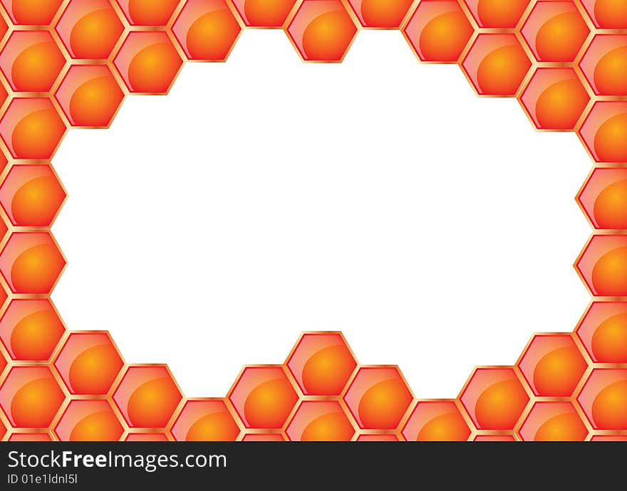 Honeycomb frame in white background