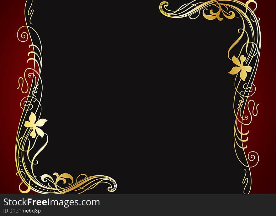 A Floral design abstract in black background. A Floral design abstract in black background