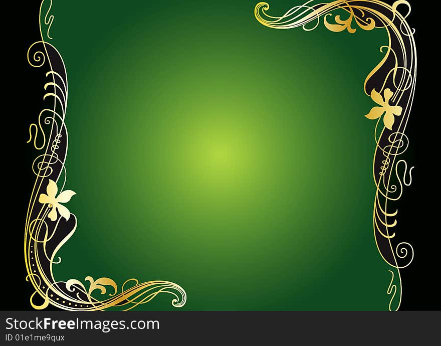 Floral frame border in greenish gradient. Floral frame border in greenish gradient