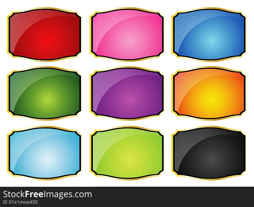 Colorful shield collection set in white background