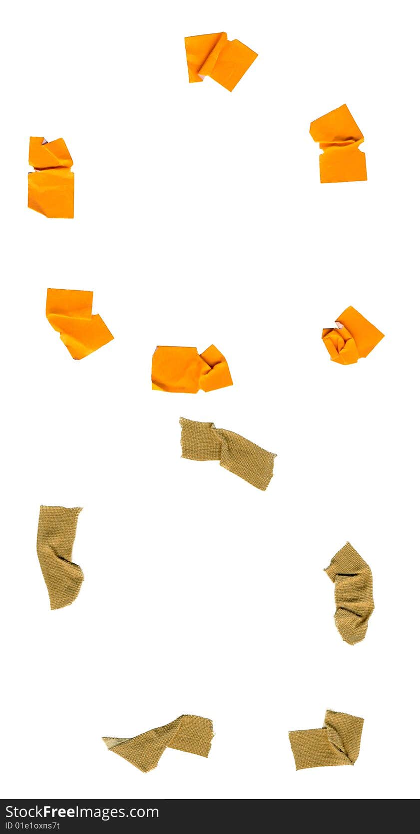 Yellow and brown tape on white background for easy clipping. Yellow and brown tape on white background for easy clipping