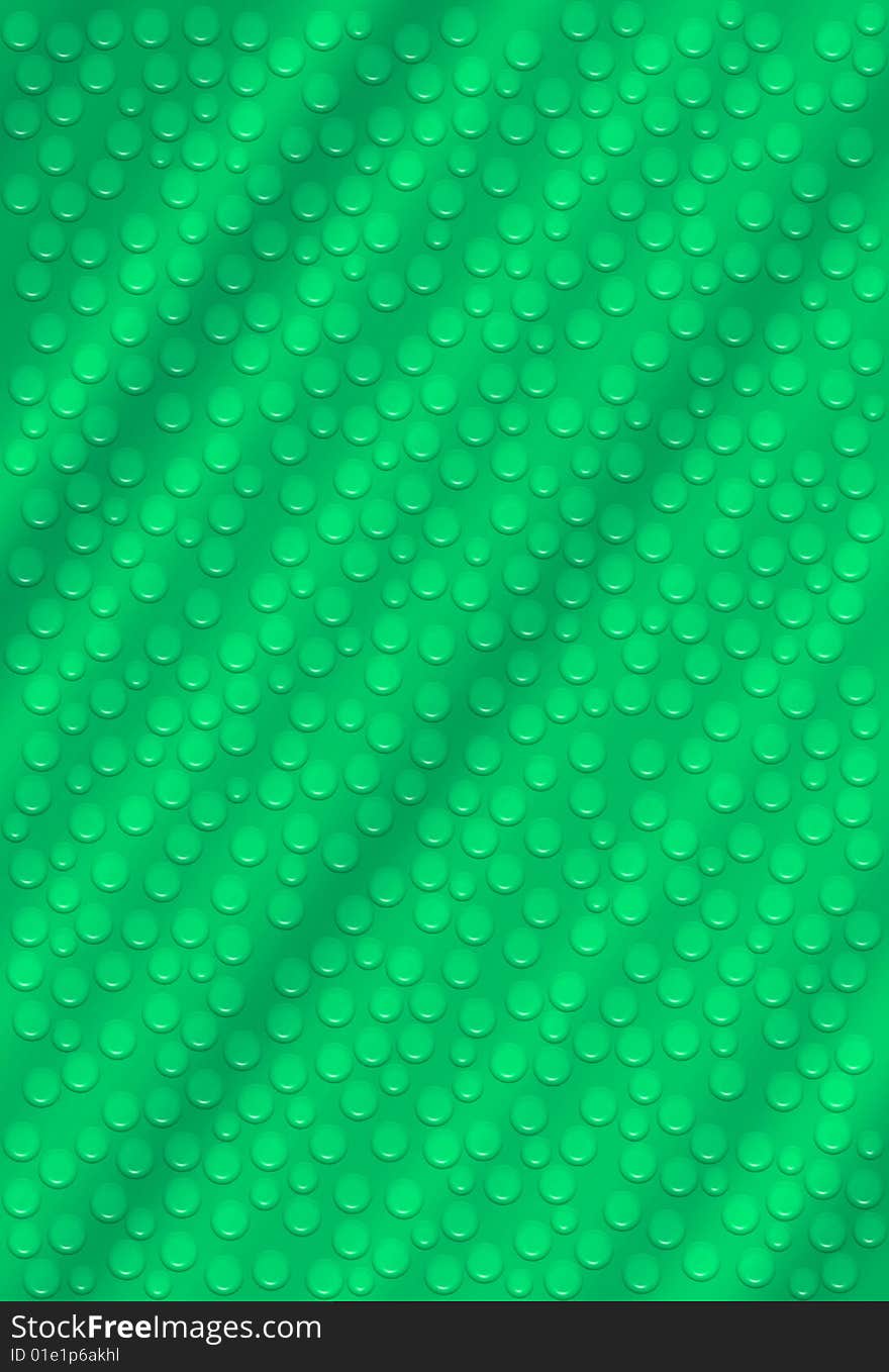 Illustration of water drops on green background