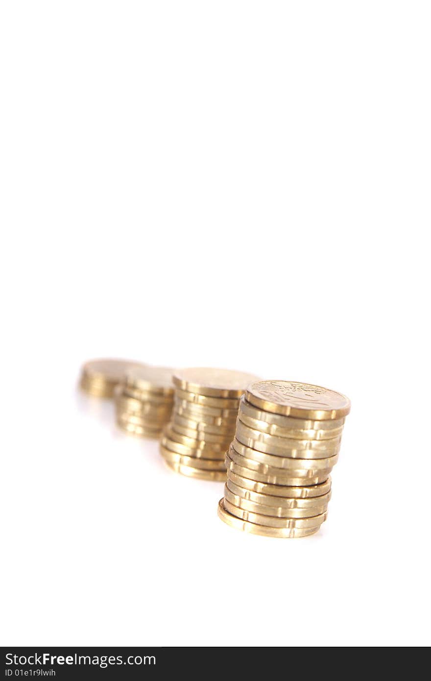 Stacked up coins. Isolated over white. Ideal Businesshot. Stacked up coins. Isolated over white. Ideal Businesshot.
