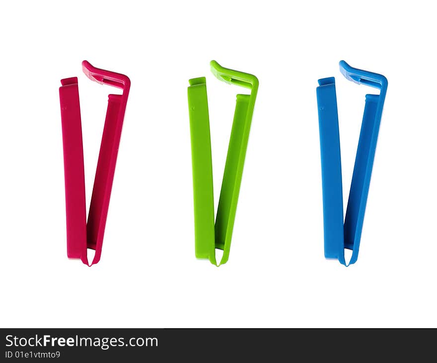 Clips for food Bags on white background