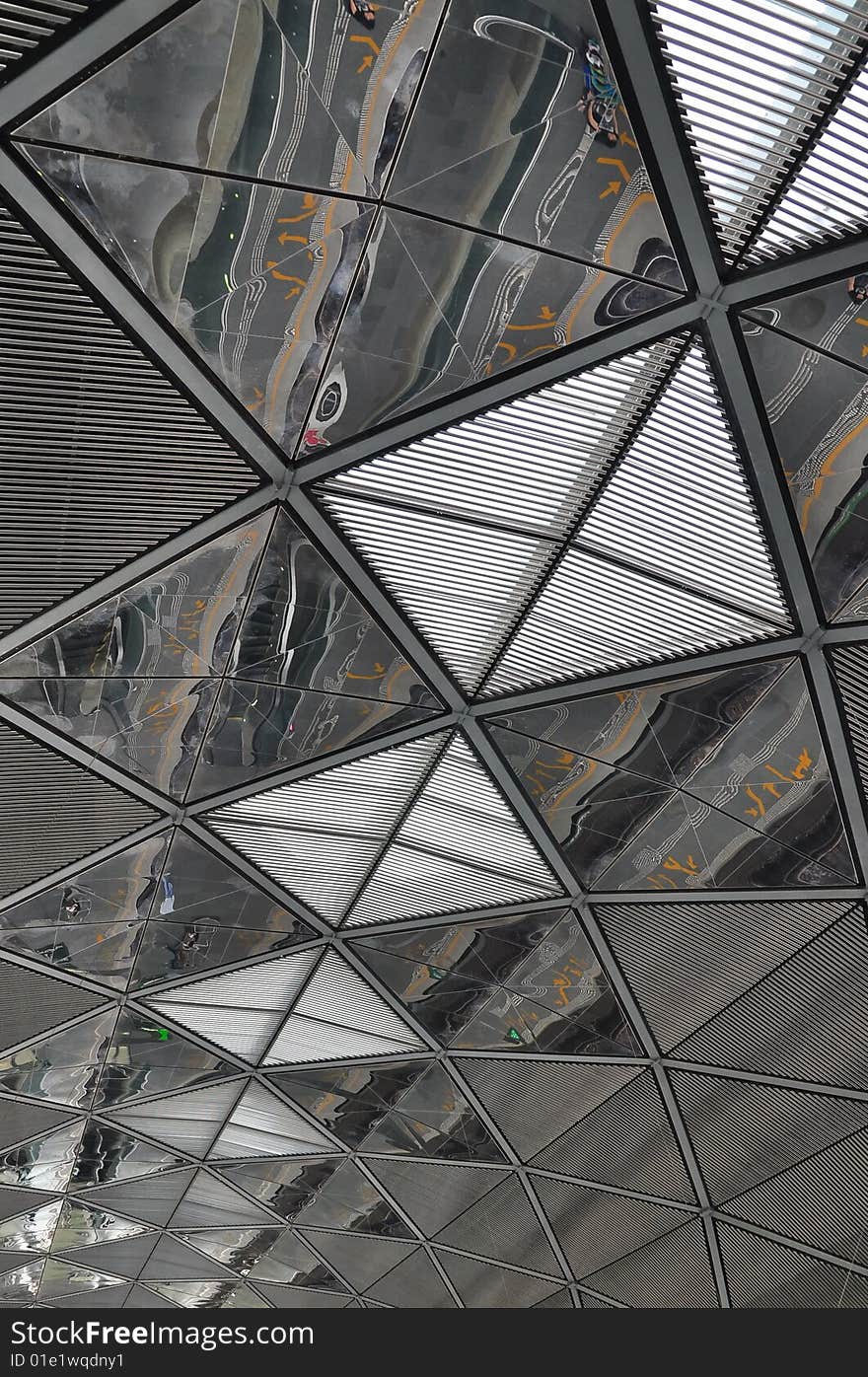 Ceiling of modern train station