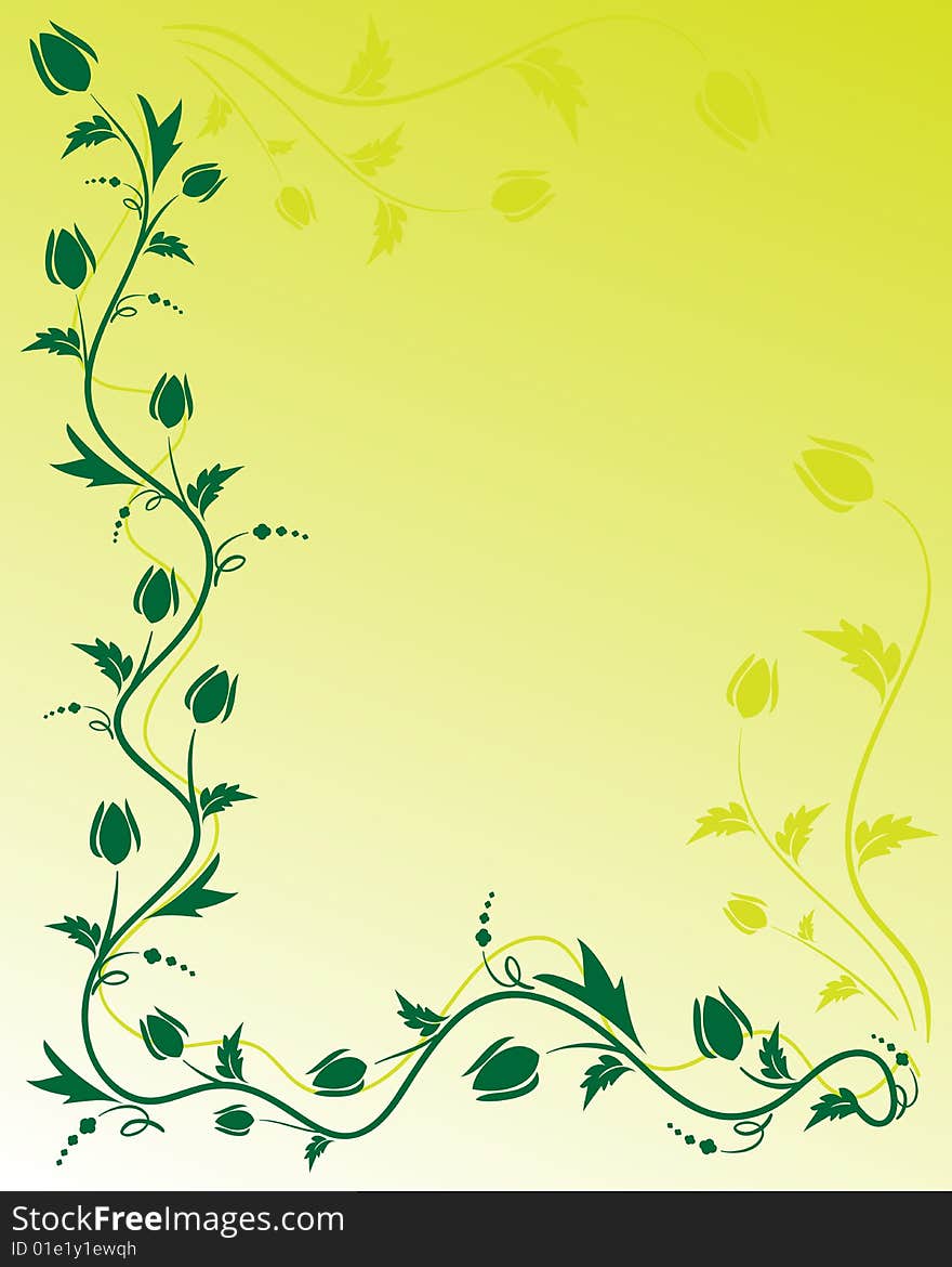 Green floral background with place for your text